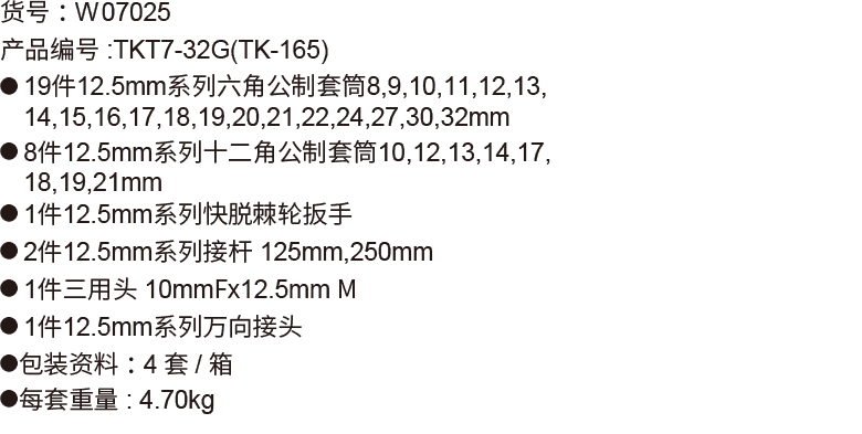 32件(G型)12.5mm系列公制套筒組套(圖1)